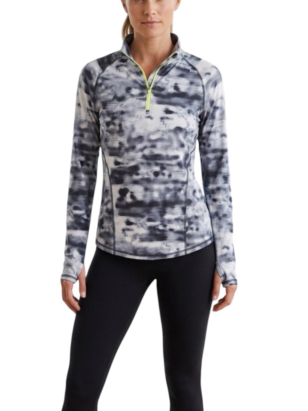 Women's Gray DuoDry Tie-Dye Quarter-Zip Active Top Size Small Athletic Casual